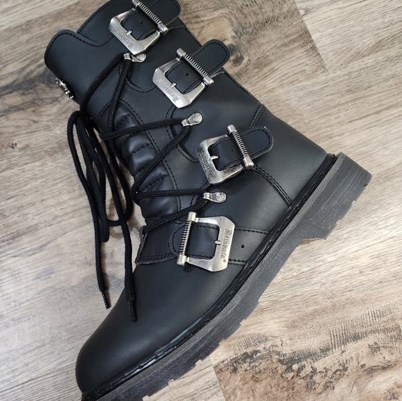 Demonia Black Leathet Boots with Buckles - Picture 8 of 15